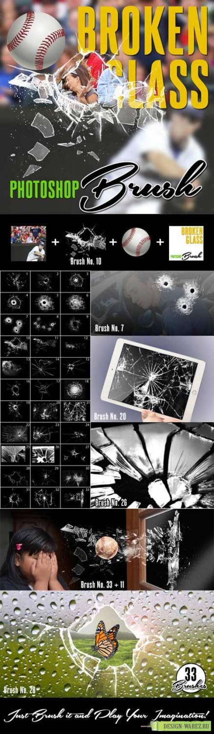 Graphicriver - Broken Glass Photoshop Brush рисовать в фотошоп