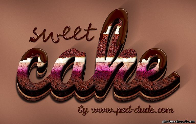 Крем И Шоколад Торт Photoshop Text Effect рисовать в фотошоп
