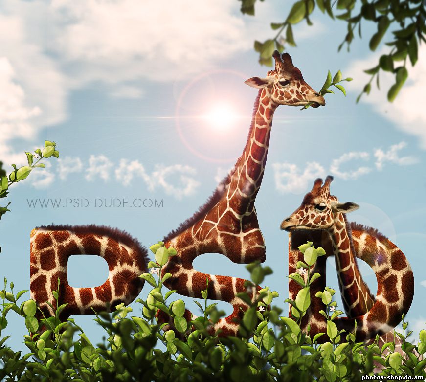 Создать Жираф Кожи И Меха Типография В Photoshop рисовать в фотошоп