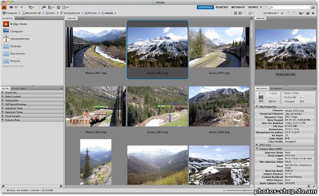 Как загружать фотографии с камеры с помощью Adobe Bridge CS4 рисовать в фотошоп